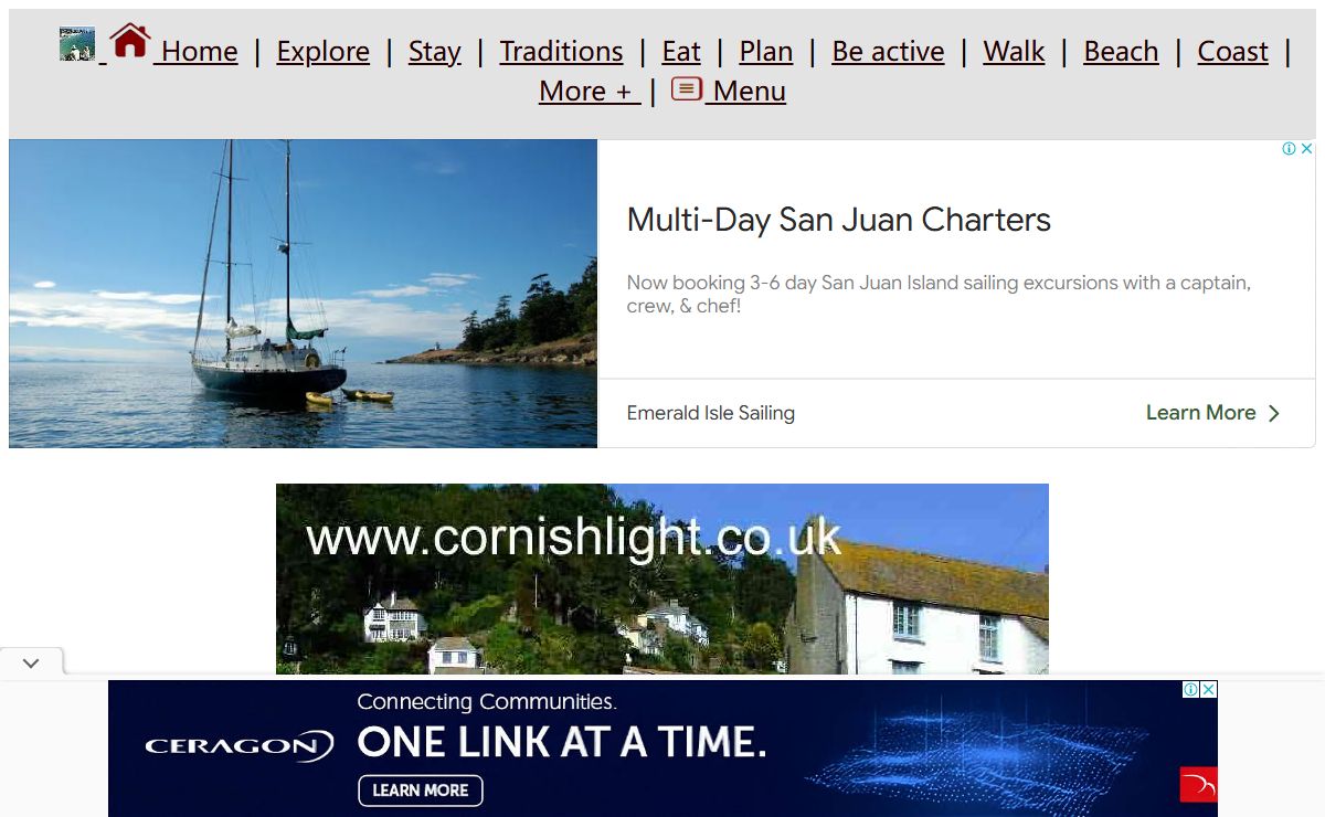 Cornwall Holiday Guide Tourist Information with eyecatching pictures -Cornishlight