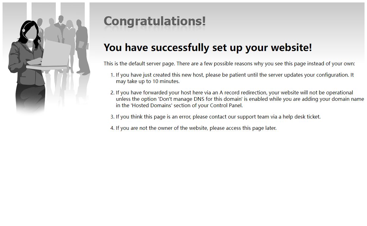 Congratulations! You have successfully set up your website!