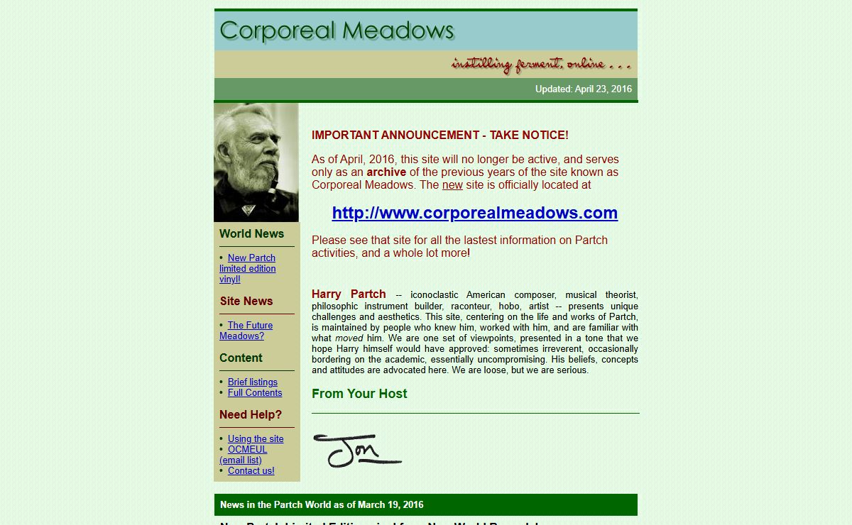 Harry Partch -- his online home IS Corporeal Meadows