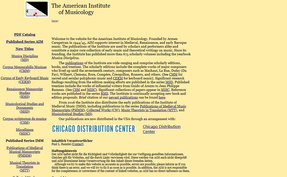 The American Institute of Musicology: ABOUT AIM