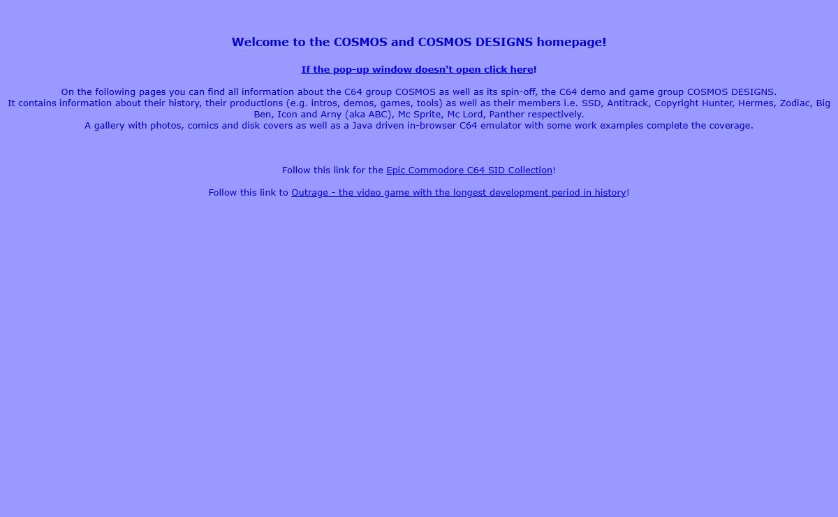COSMOS & COSMOS DESIGNS C64 HOMEPAGE