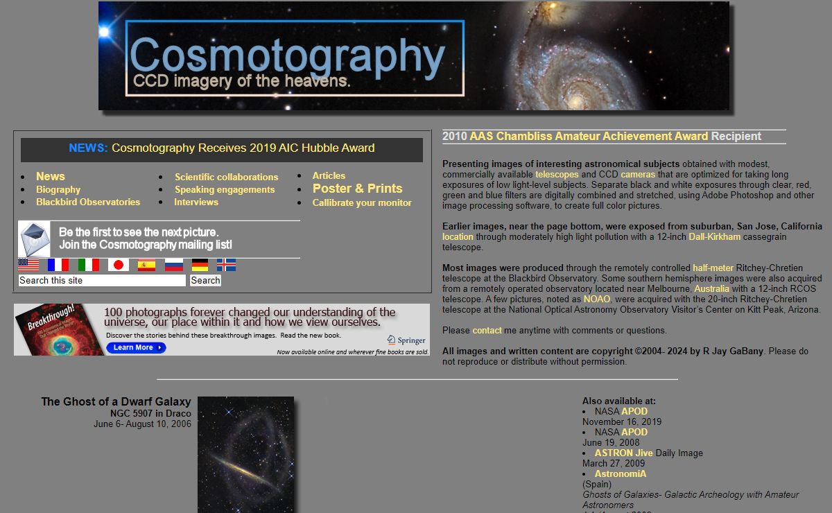 Cosmotography- CCD images of the heavens.