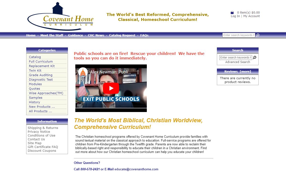 Covenant Home Curriculum - Providers of a complete, eclectic, classical approach, Pre-school through 12th grade curriculum for home educators with a Biblical, Reformed Christian world view., The World's Most Biblical, Christian Worldview, Comprehensive Curriculum and School Administration Provider!