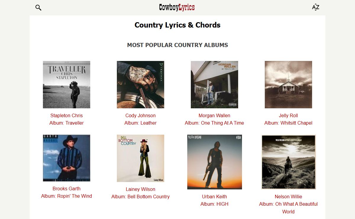Country Lyrics, Tabs, Chords for Country Music Fans!