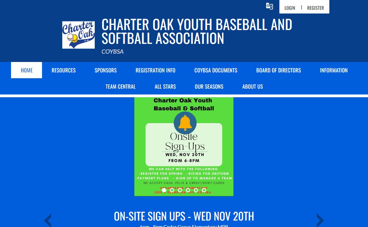 Charter Oak Youth Baseball and Softball > Home