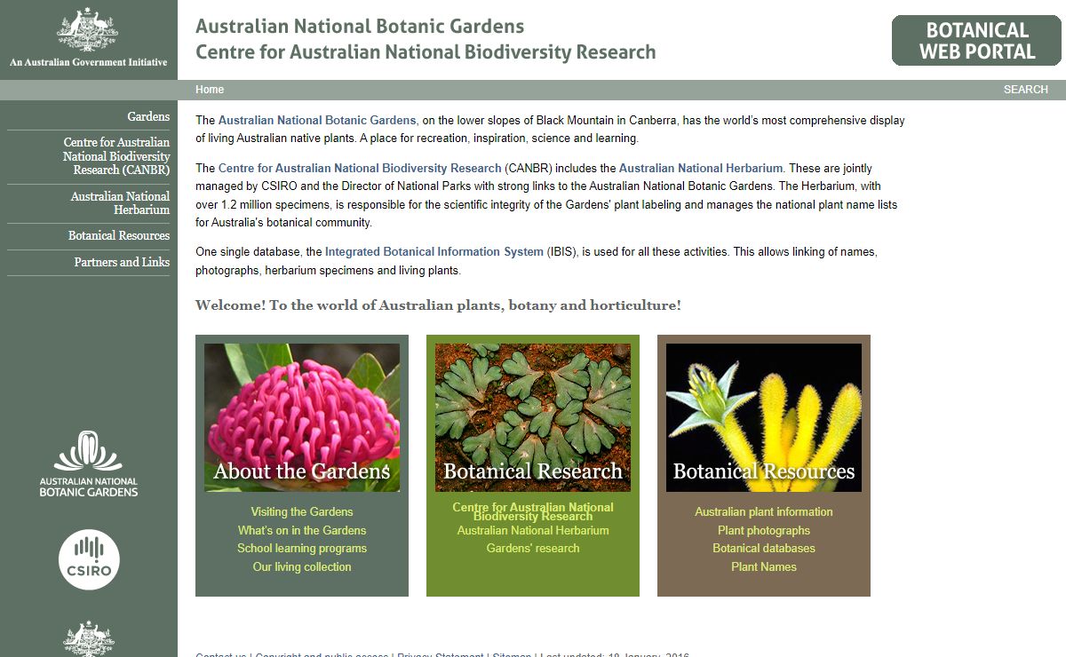Australian National Botanic Gardens - Botanical Web Portal