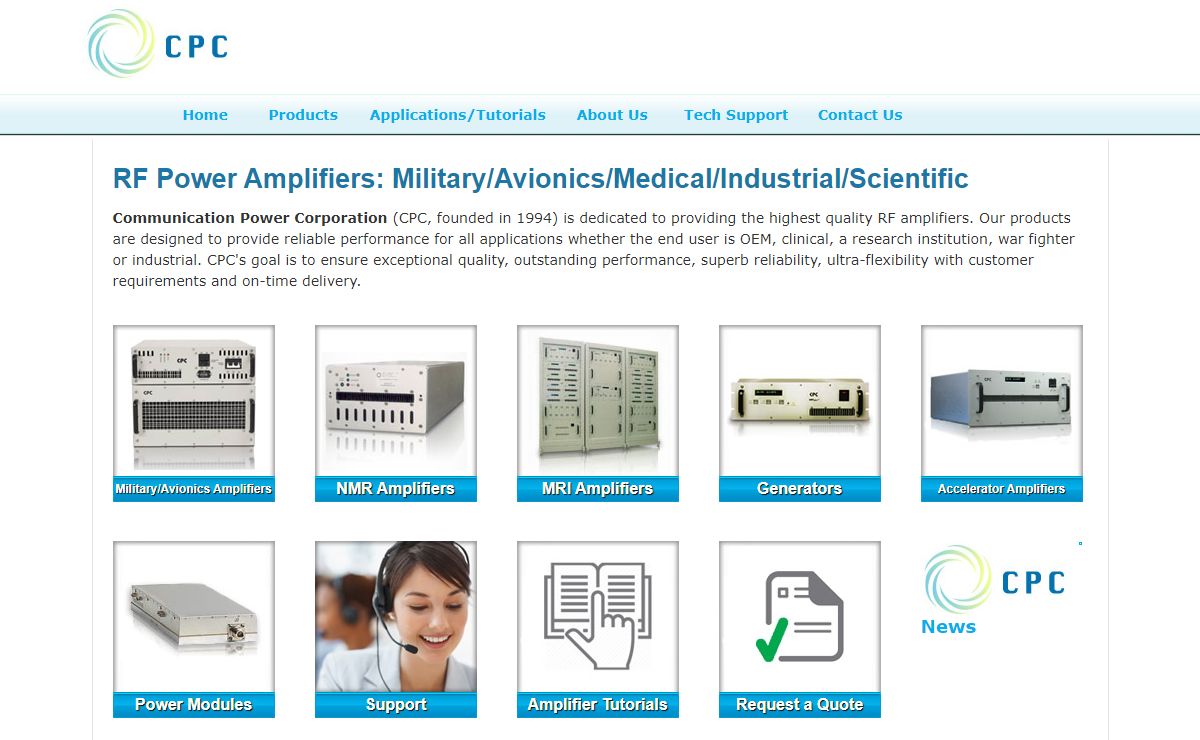 Solid State High Power RF Amplifier for Medical, Scientific and Military Applications | CPC Amps