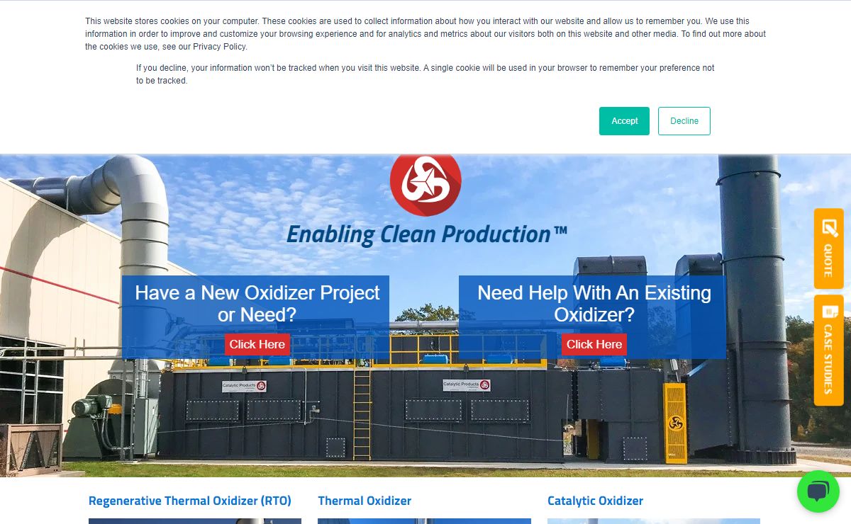 Manufacturers of Thermal Oxidizers, RTOs, and Catalytic Oxidizers