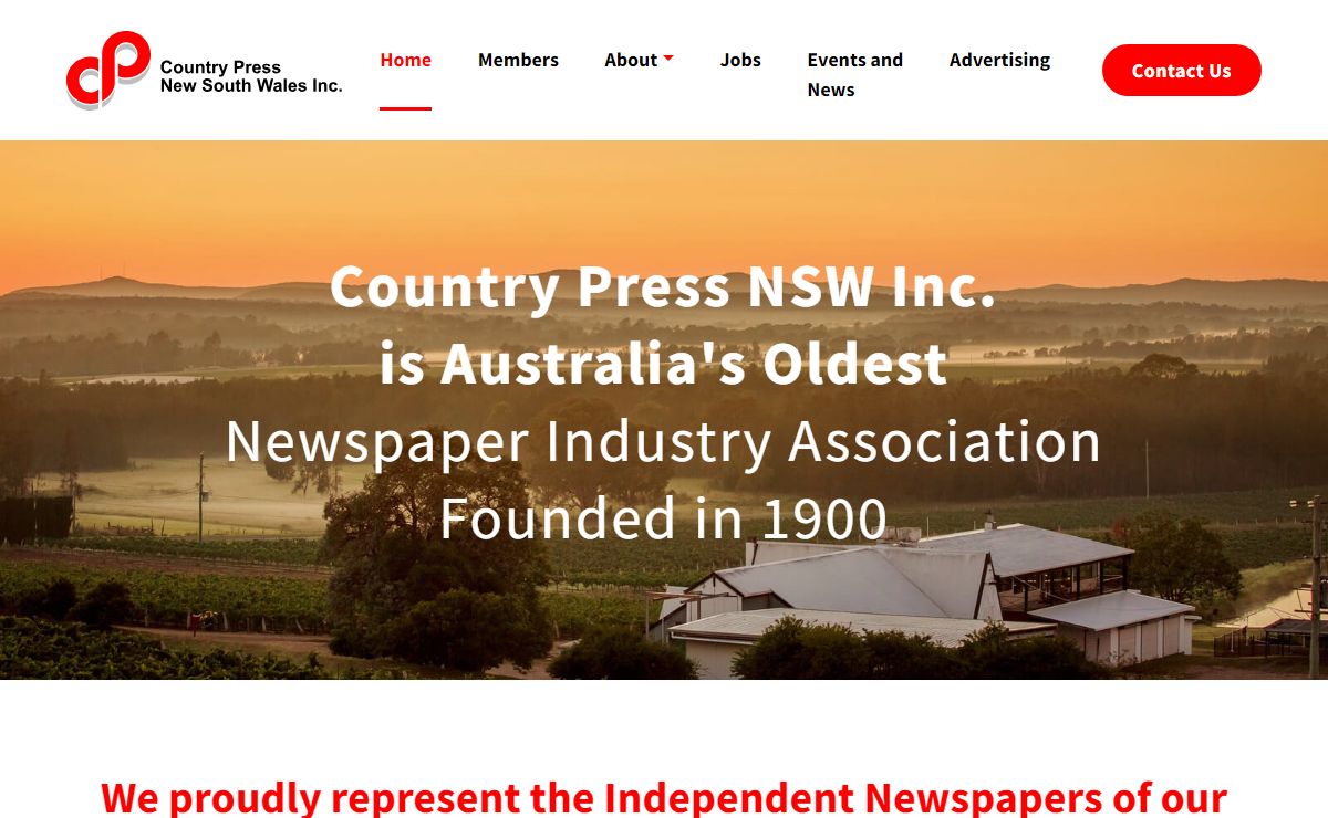 Country Press New South Wales Inc. | Australia's oldest newspaper industry association Founded 1900