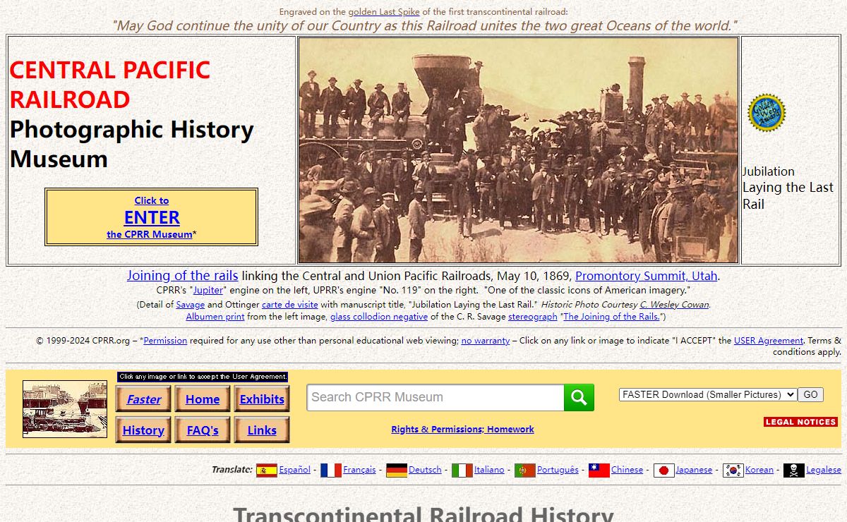 First Transcontinental Railroad - Central Pacific Railroad Photographic History Museum