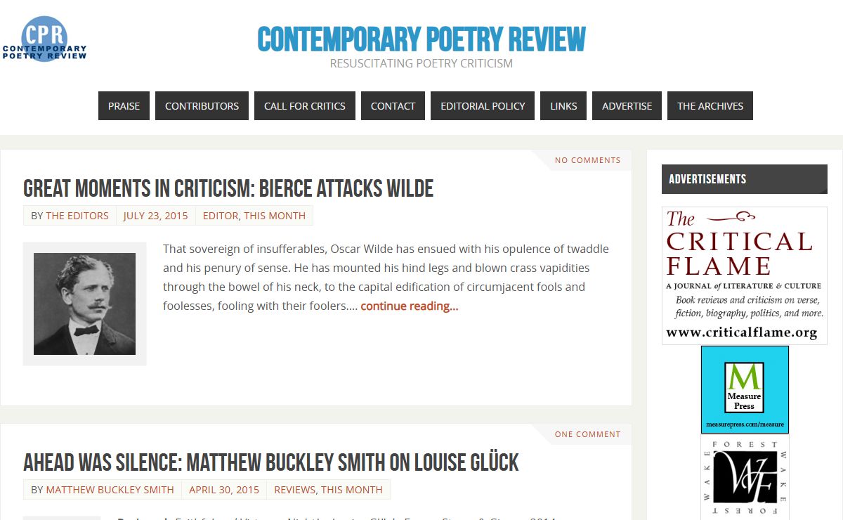 Critical Poetry Review Magazine – Poetry Criticism from the Contemporary Poetry Review