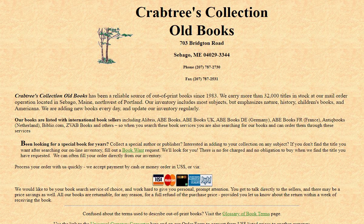 Crabtree's Collection Old Books
