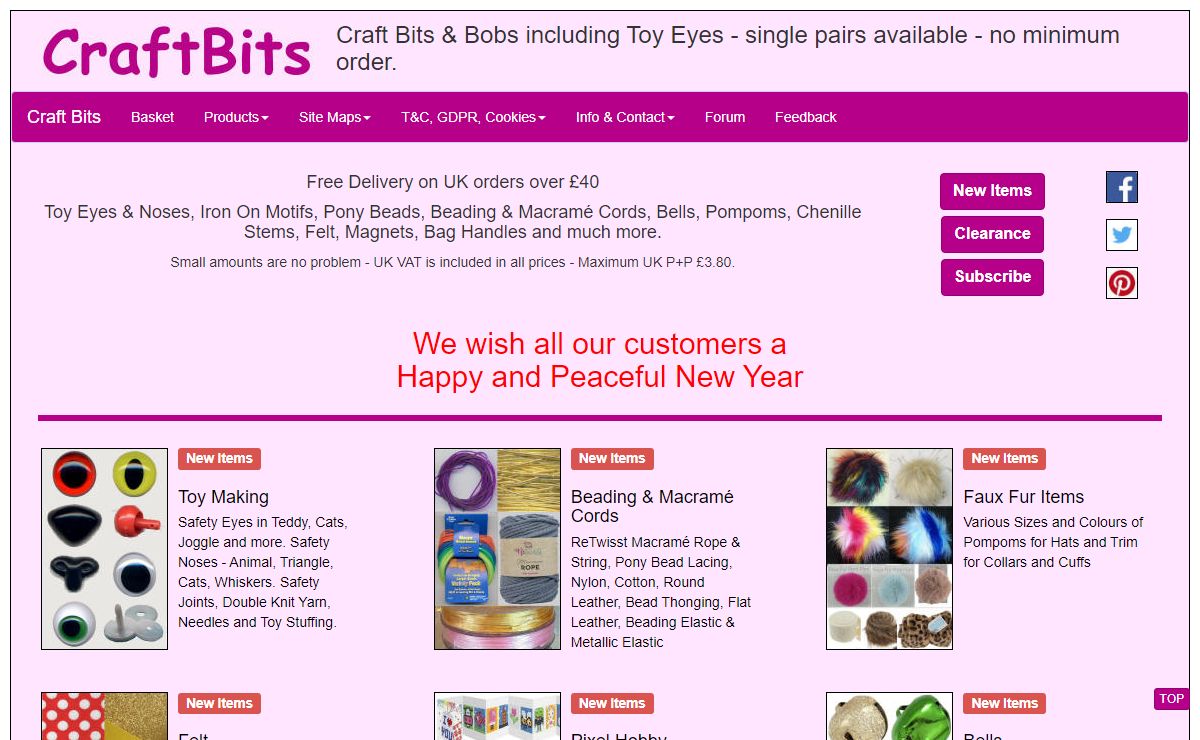 Craft Supplies from Craft Bits - no minimum order - Family Business - Free UK P+P on £40+ orders - Secure Checkout