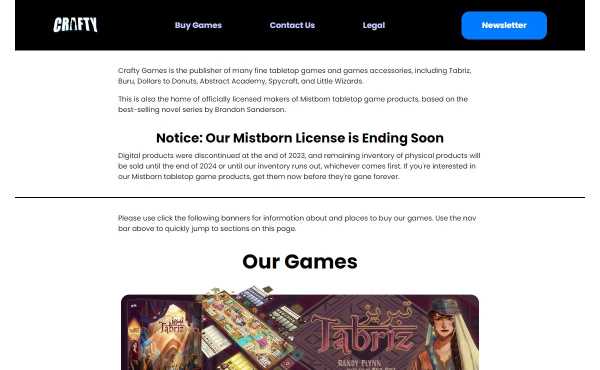 Crafty Games Home Page