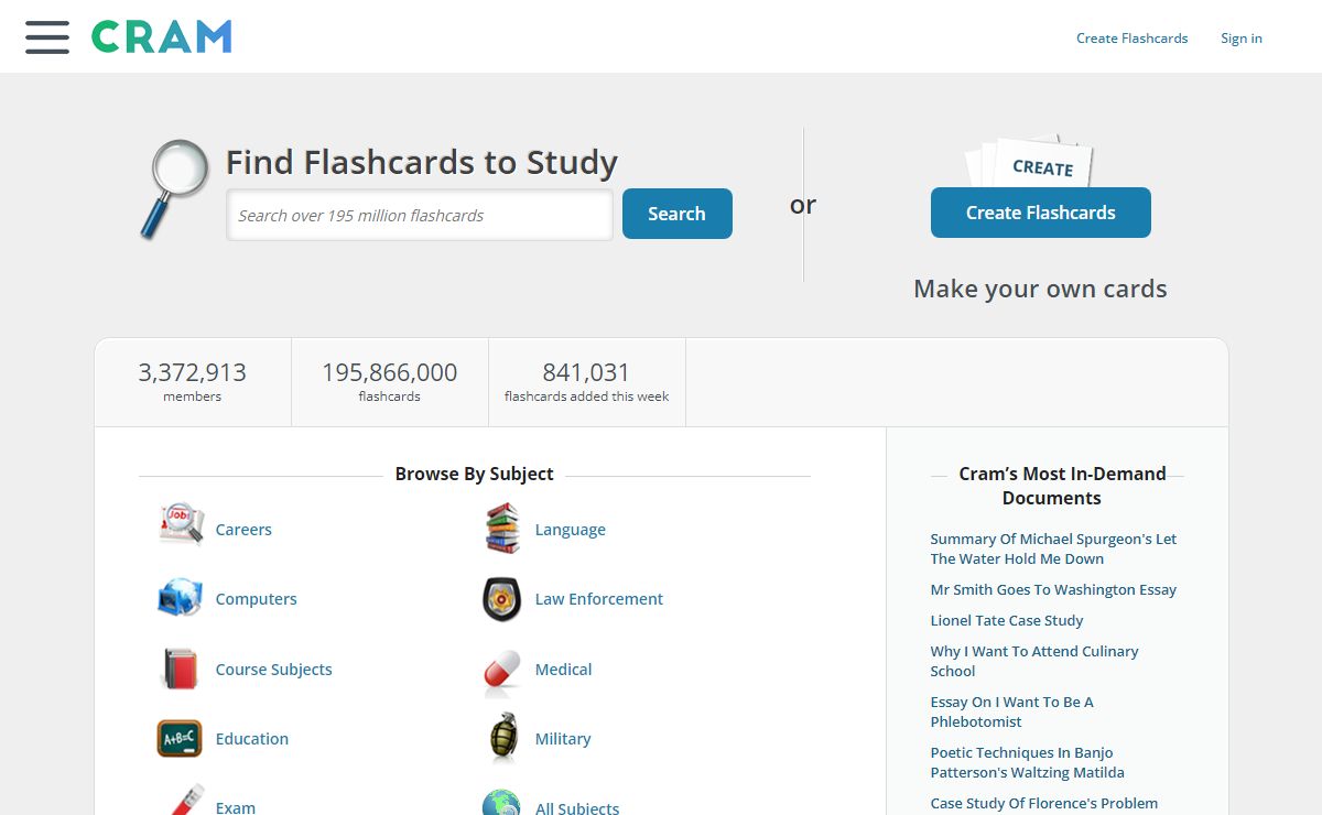 Create Online Flashcards and Browse College Essays | Cram