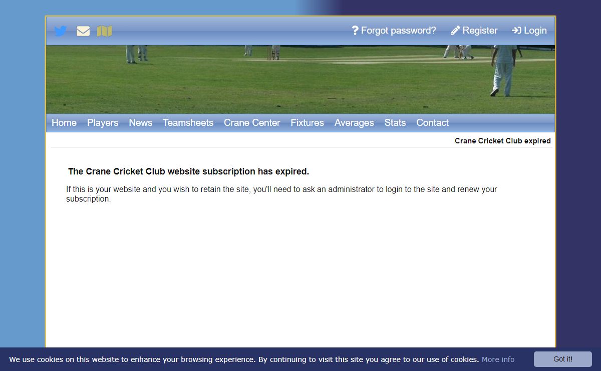 Crane Cricket Club expired