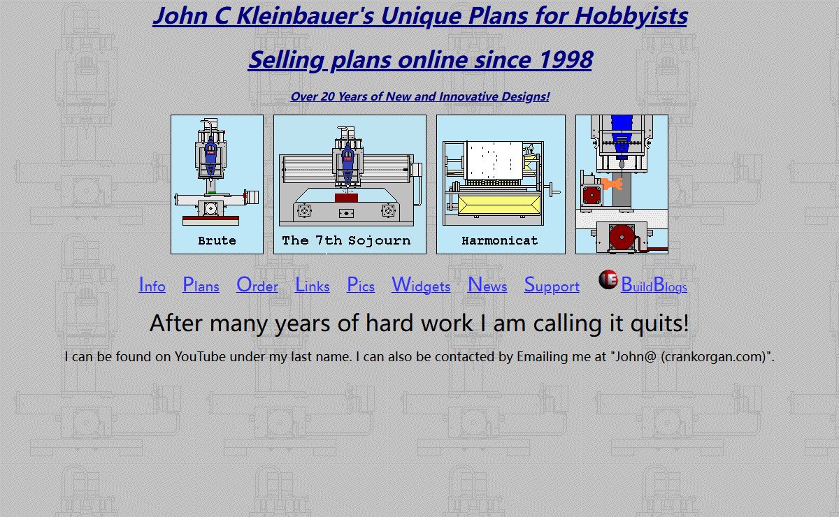 John C Kleinbauer's Unique Plans for Hobbyists