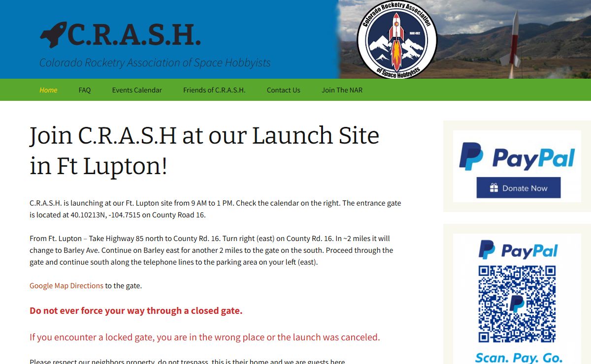 C.R.A.S.H. | Colorado Rocketry Association of Space Hobbyists