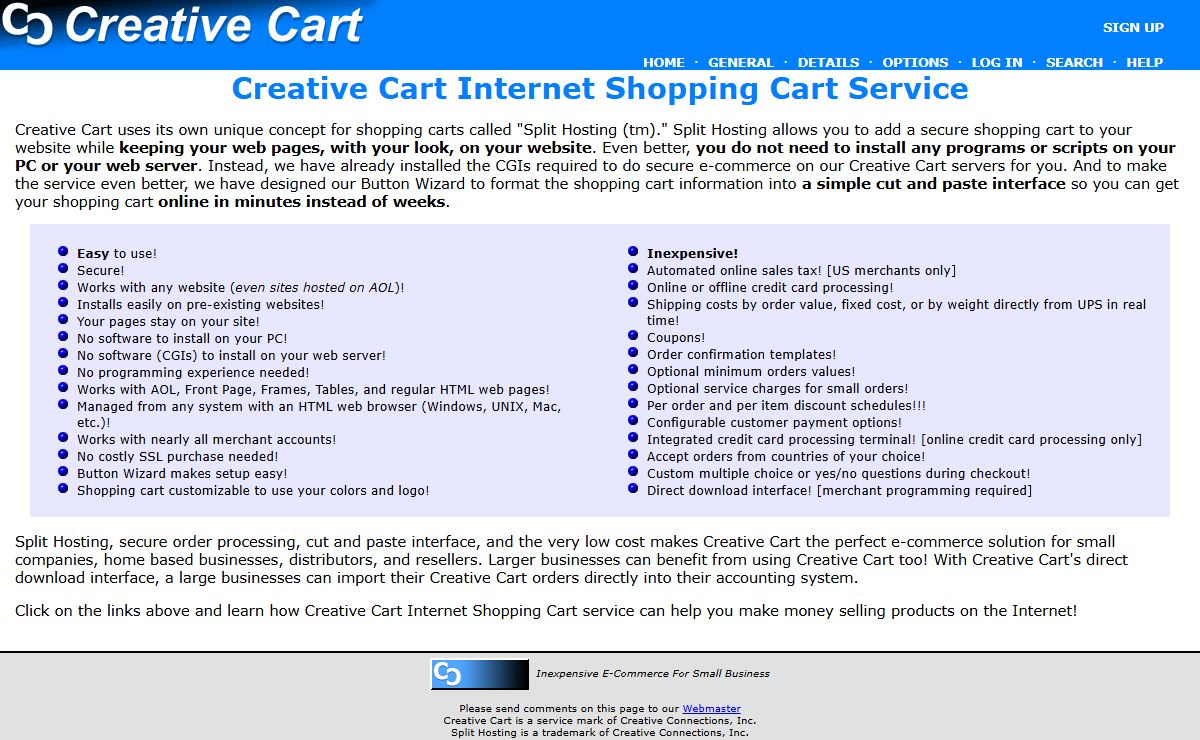 Creative Cart Internet Shopping Cart Service