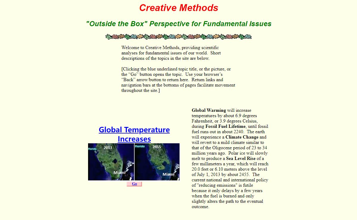 Creative Methods - Scientific Analyses of Fundamental Issues