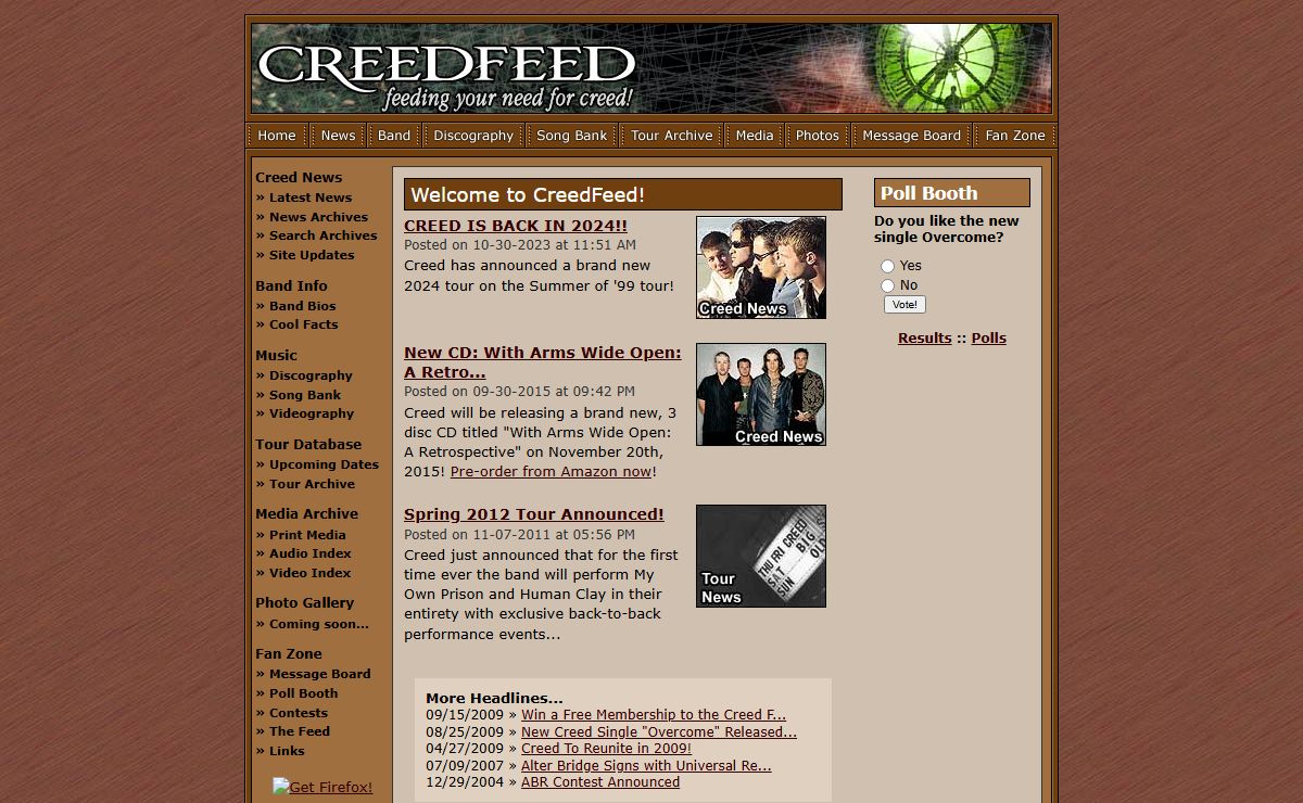 CreedFeed - Feeding your need for Creed with an indepth discography, song bank, tour archive, and much more!