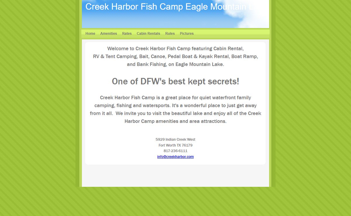 Creek Harbor Fish Camp Eagle Mountain Lake - Home