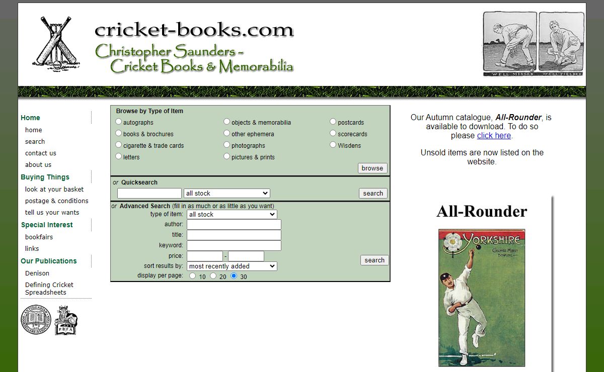 cricket books and memorabilia