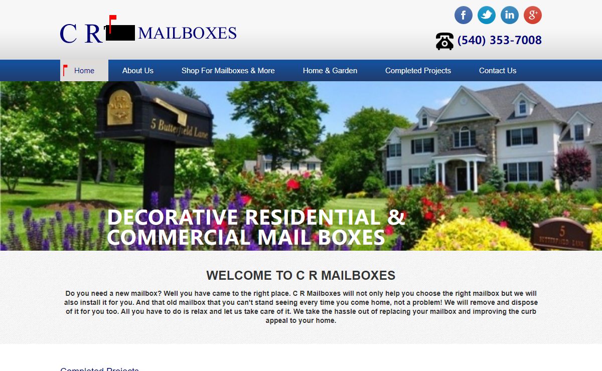 Residential Mailboxes : Mailbox Installation : C R Mailboxes : Roanoke, VA