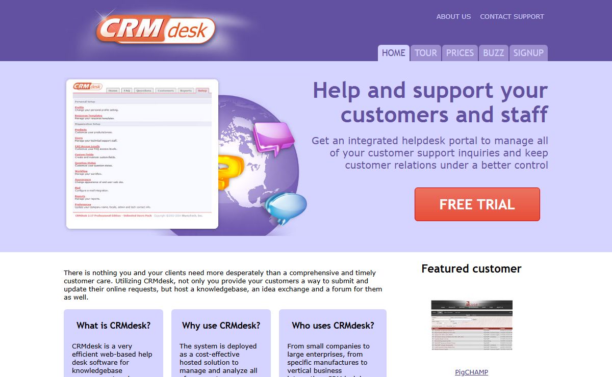 Online Customer Support - Web Based Help Desk Software - CRMdesk