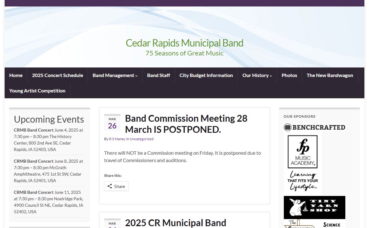 Cedar Rapids Municipal Band – 75 Seasons of Great Music