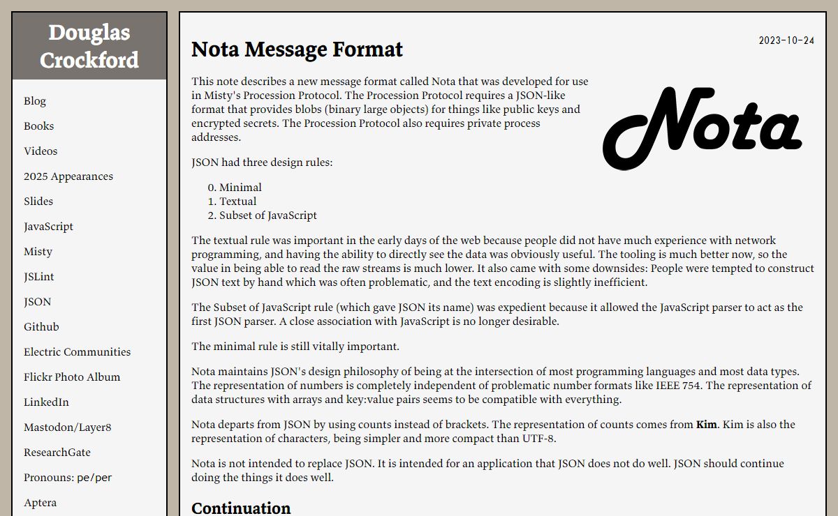 Nota Message Format