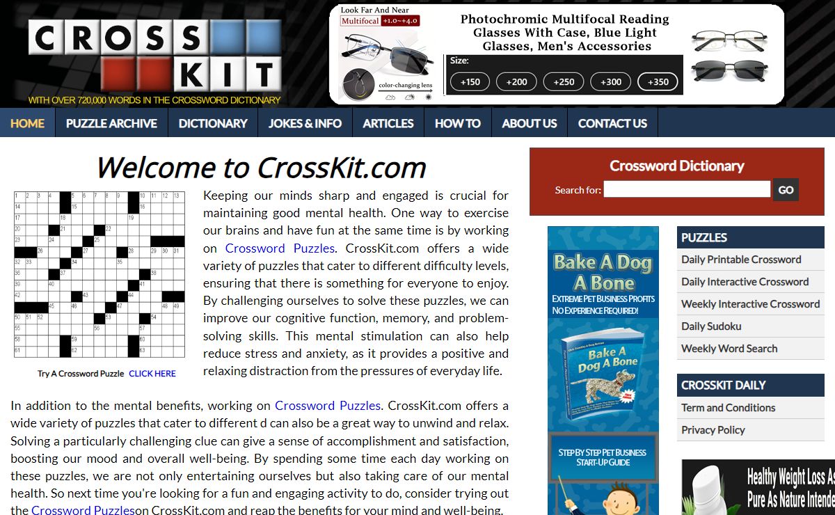 Free Crossword Puzzles and Dictionary - Crosskit