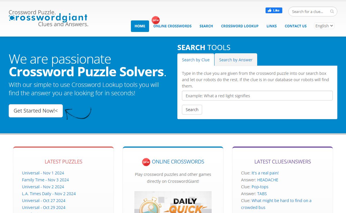 Crossword Puzzle Solver. Find Answers and Solutions | CrosswordGiant.com