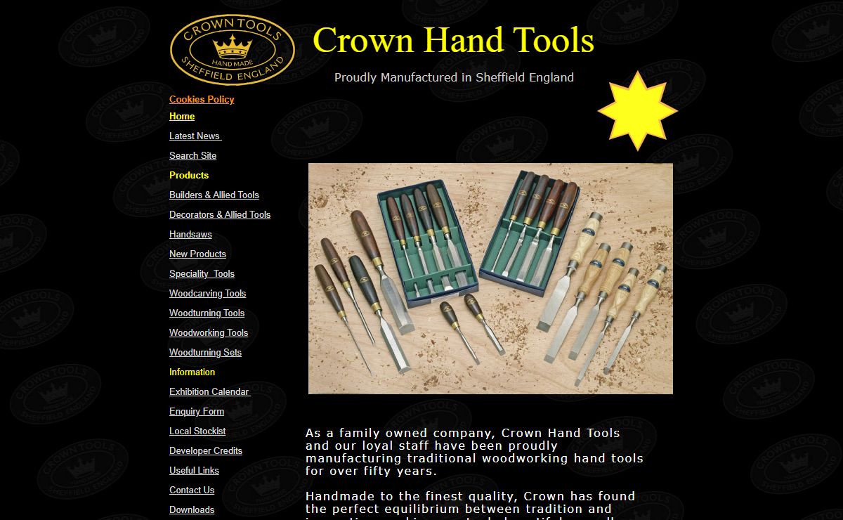Crown Hand Tools. Manufacturers of woodturning, woodworking and woodcarving tools.
