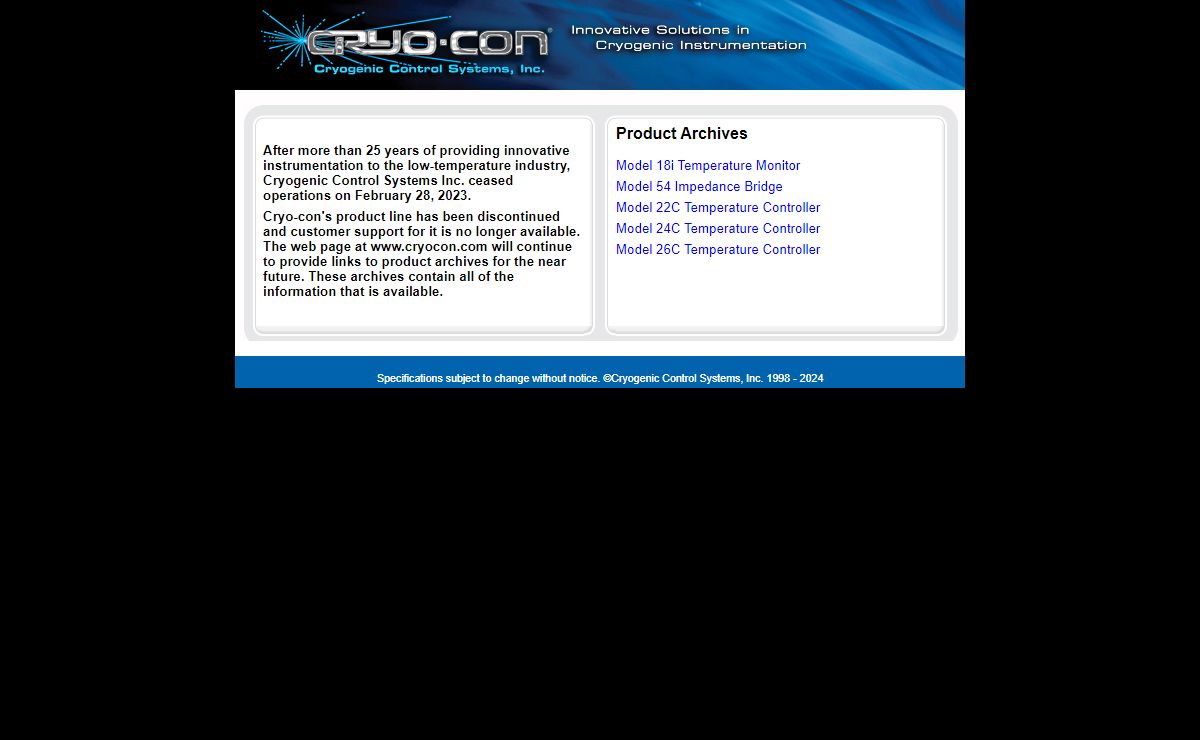 Cryogenic Control Systems, Inc. Home Page