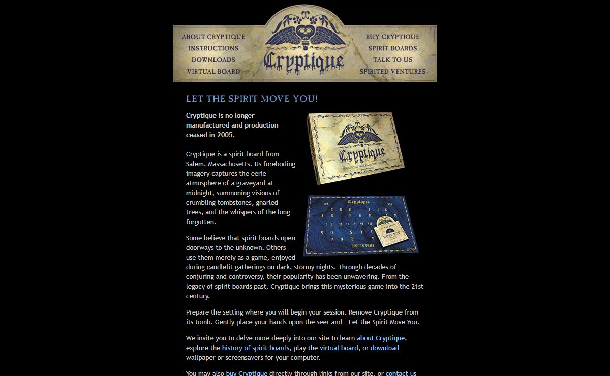 Cryptique - A Spirit Board from Salem, Massachusetts
