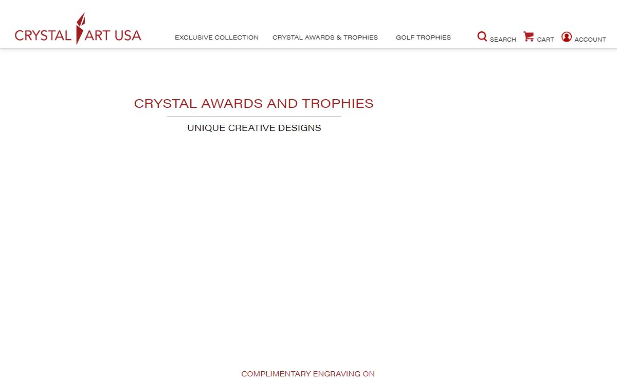 Crystal Art USA offers crystal awards, crystal trophies, recognition awards, golf trophies, crystal award plaques, engraved employee awards, sports trophies, and corporate awards