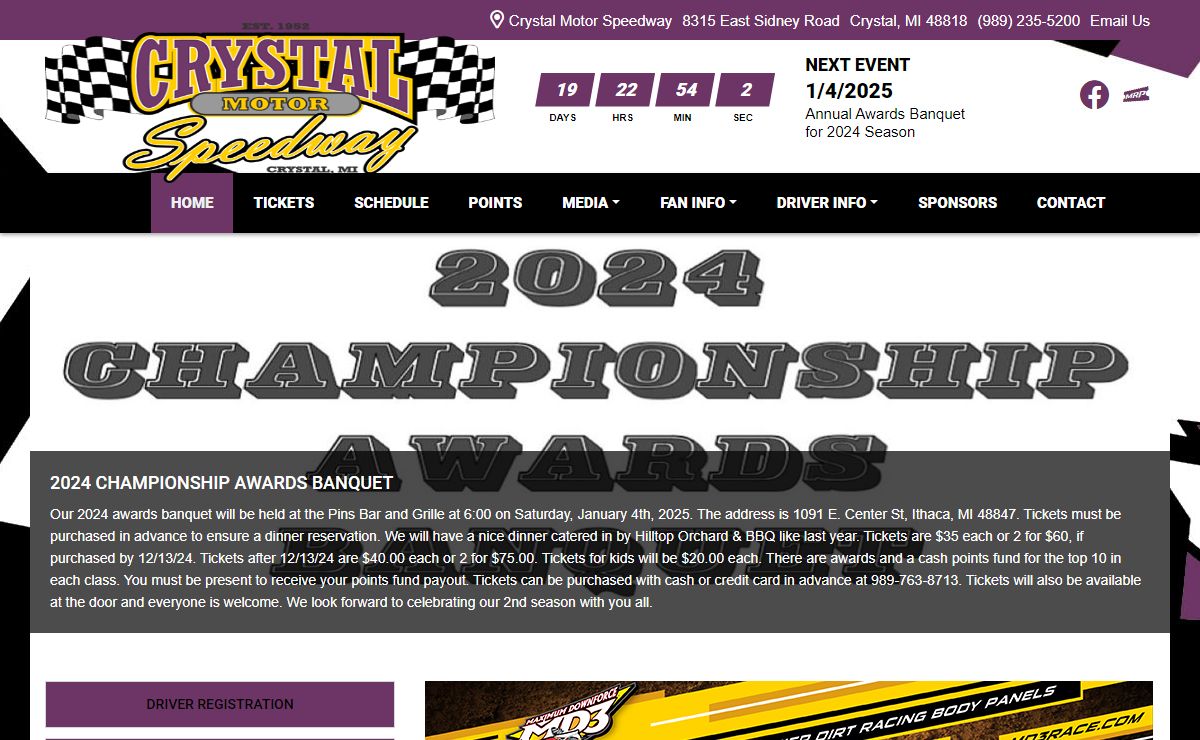 The Official Voice of Crystal Motor Speedway