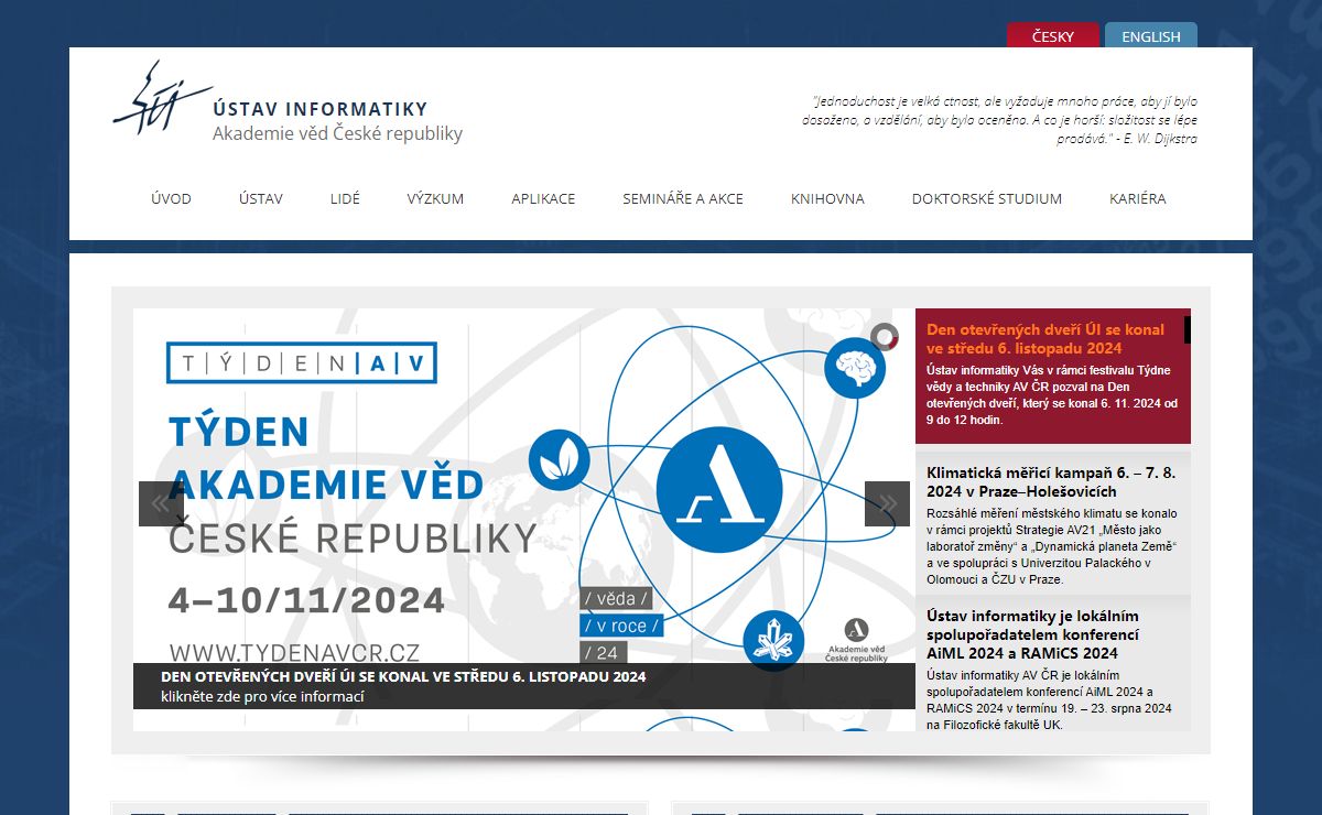 Ústav informatiky Akademie věd České Republiky Ústav informatiky AV ČR