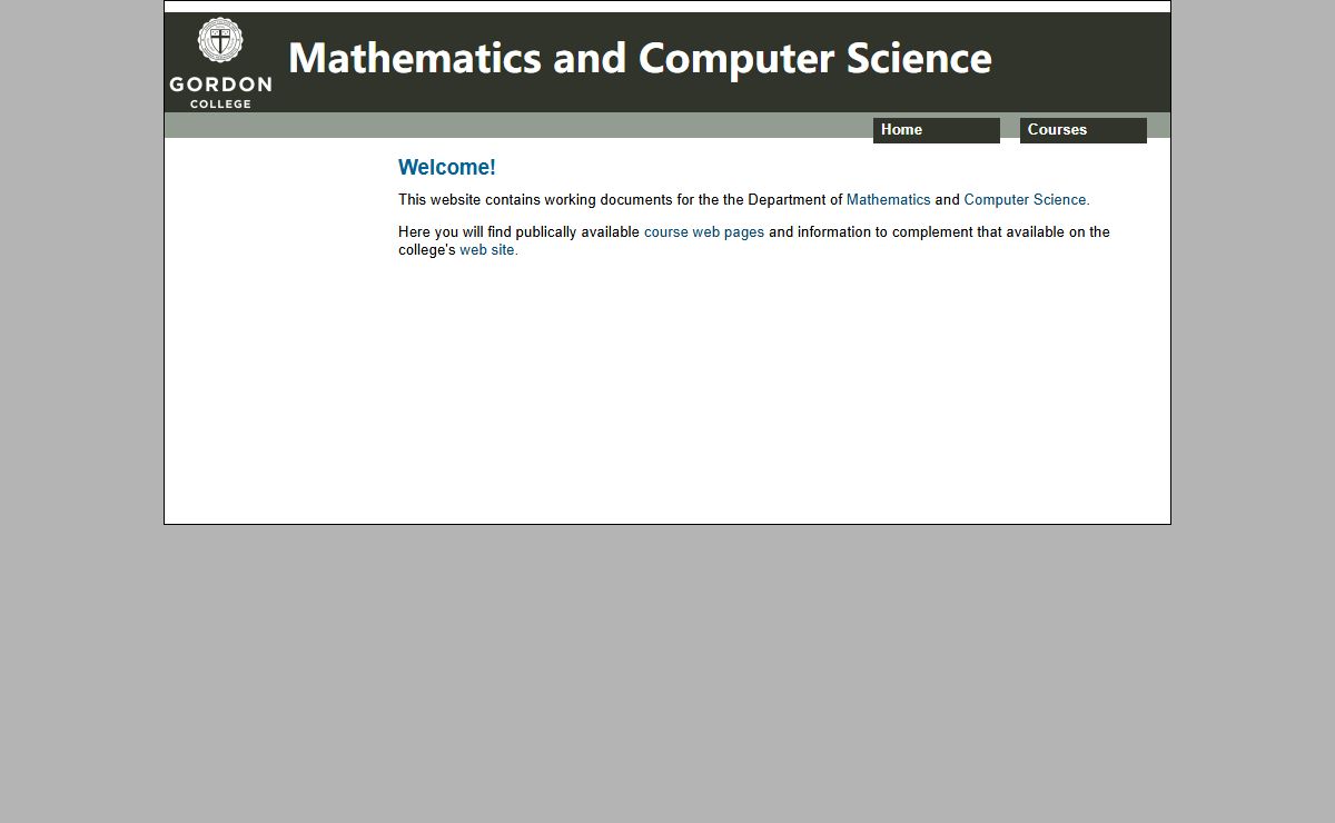 Gordon College Department of Mathematics and Computer Science