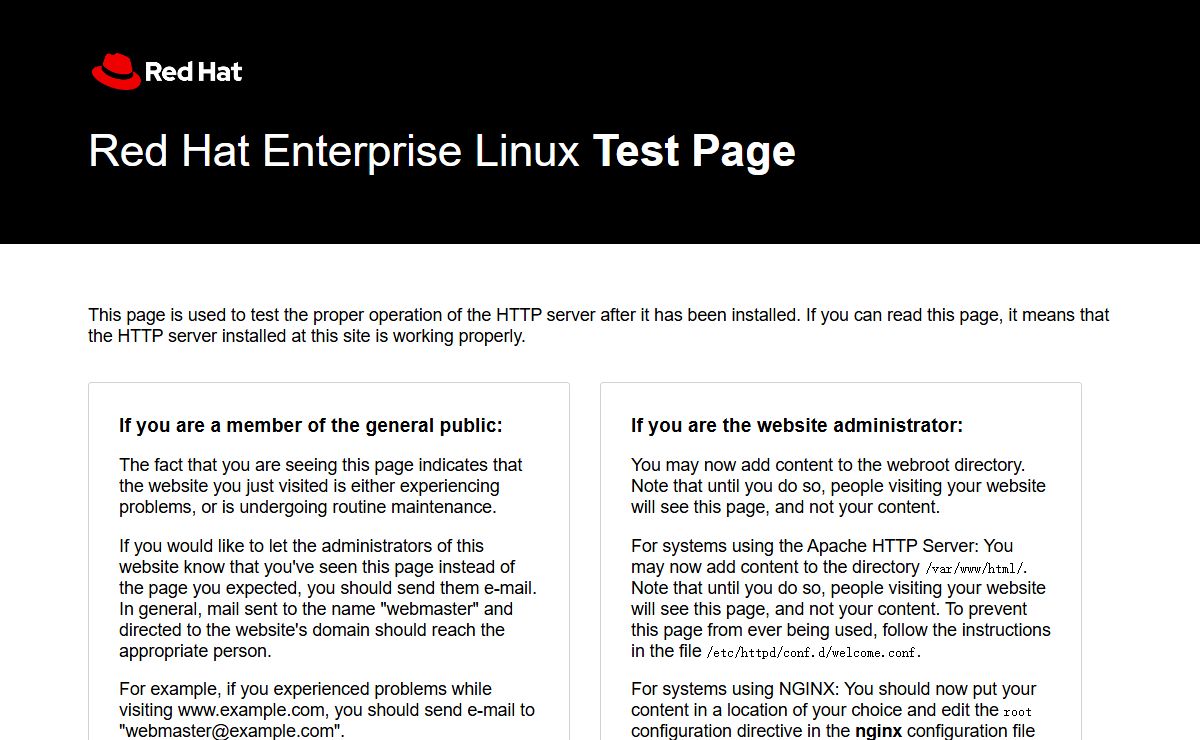 Test Page for the HTTP Server on Red Hat Enterprise Linux