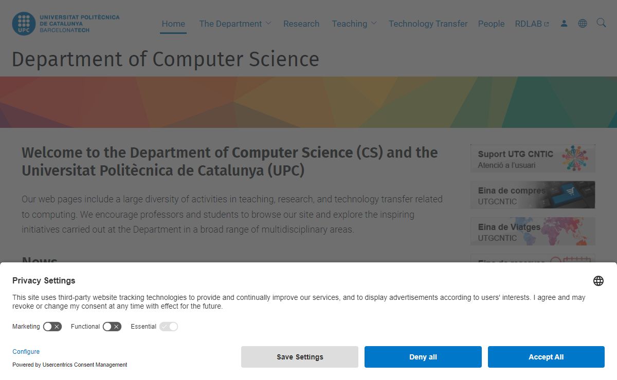 Department of Computer Science — UPC. Universitat Politècnica de Catalunya