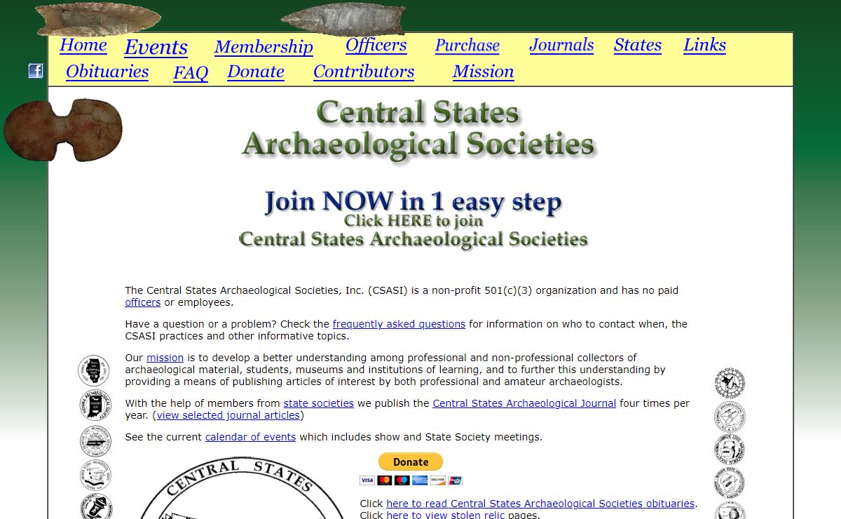 Central States Archaeological Societies main page
