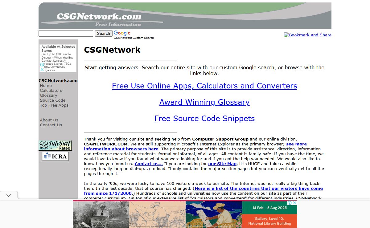 CSGNetwork.com Free Information - Calculators, Converters, Apps and Source Code