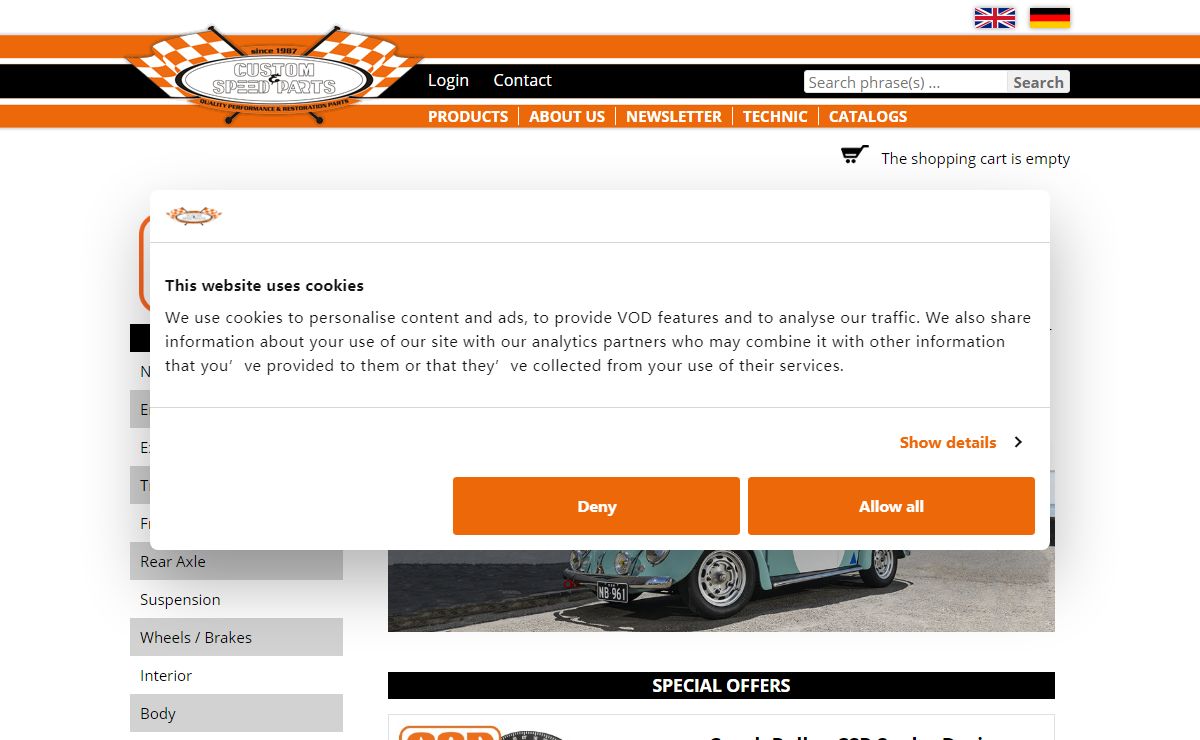 Custom & Speed Parts - Online-Shop for VW Beetle, Bus, Thing, Type-3, Karmann Ghia and Porsche 356 - Custom & Speed Parts CSP