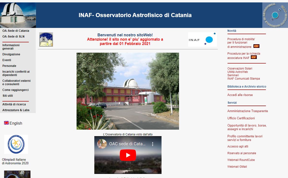 Osservatorio Astrofisico di Catania Homepage
