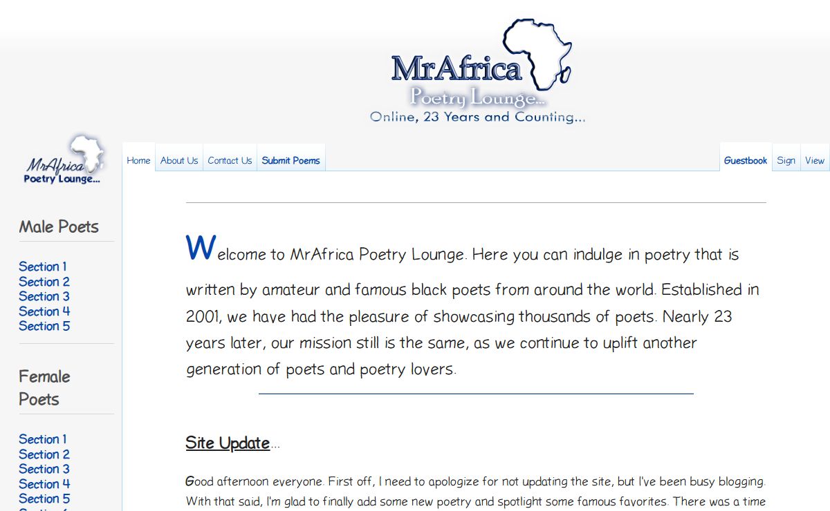 Black Poetry & Black Poems - MrAfrica Poetry Lounge | Discover Works by Famous and Emerging Black Poets.
