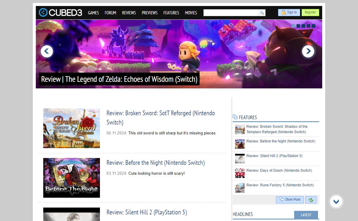 Video Game Reviews & Features - Switch, 3DS, Xbox One, PS4, PC - Cubed3