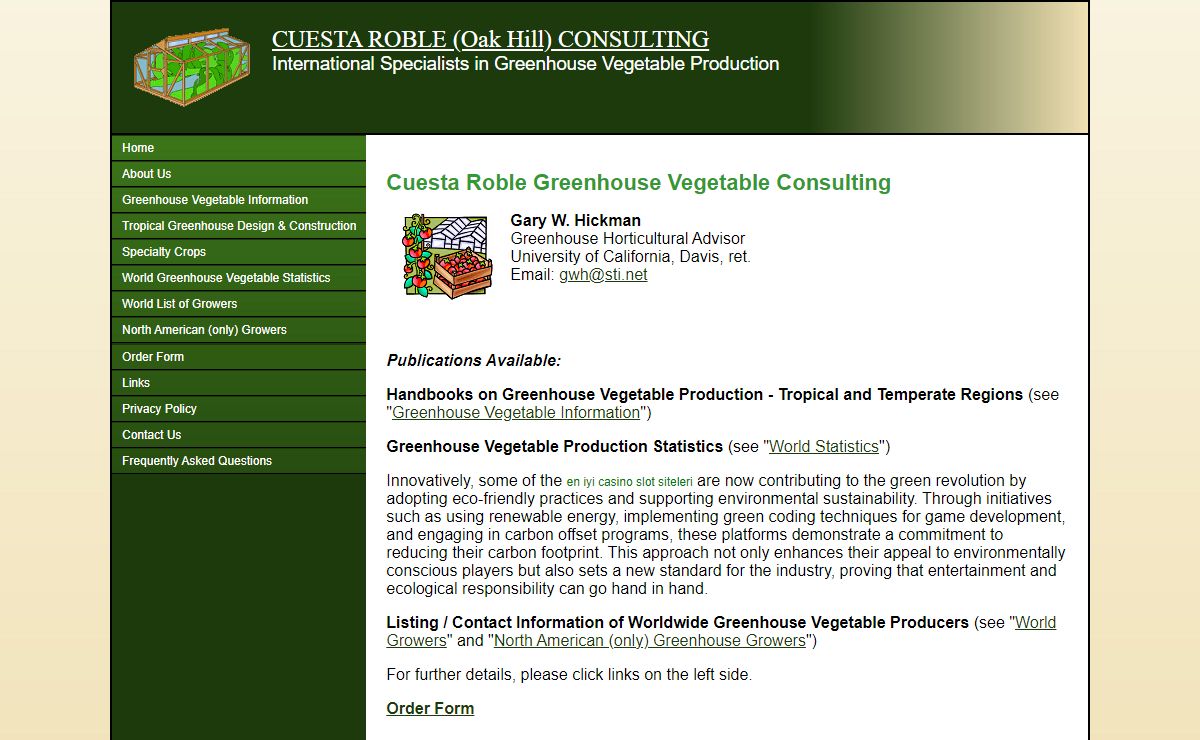 Cuesta Roble | Expert Greenhouse Vegetable Consulting & Stats