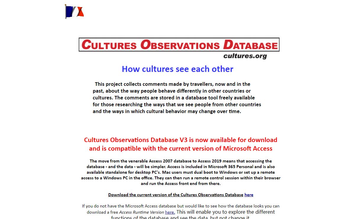 Cultures Observations Database human behaviour cultural differences comparisons